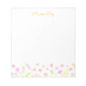 Pastel Wildflower Personalized Yellow Gold Notepad ノートパッド (正面)