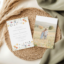 Pastel Wildflower Photo Wedding Invitation