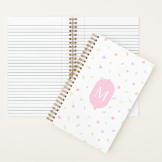 Pastel Wildflower Pink Monogram Journal Notebook ノートブック