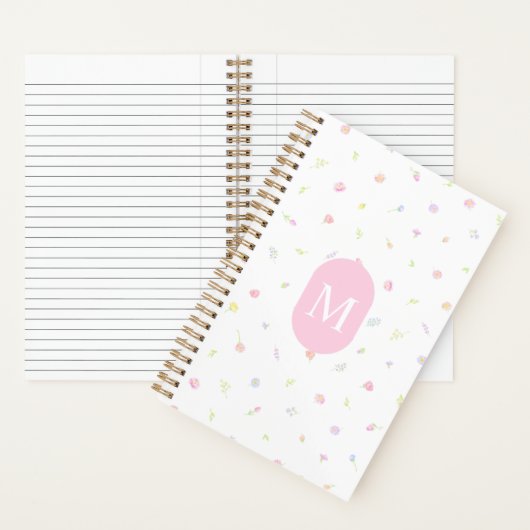Pastel Wildflower Pink Monogram Journal Notebook ノートブック (内側)