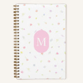 Pastel Wildflower Pink Monogram Journal Notebook ノートブック (正面)