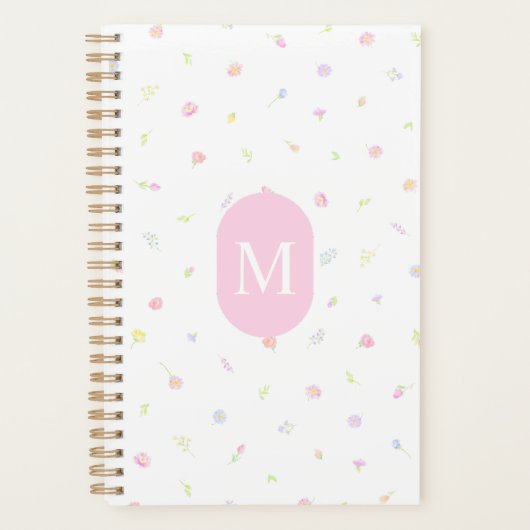 Pastel Wildflower Pink Monogram Planner プランナー手帳 (正面)