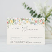 Pastel Wildflower Spring Garden Floral RSVP Card 招待状 (スタンド正面)