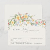 Pastel Wildflower Spring Garden Floral RSVP Card 招待状 (正面/裏面)