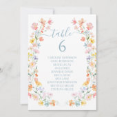 Pastel Wildflower Spring Wedding Table Number 招待状 (正面)