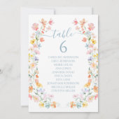 Pastel Wildflower Spring Wedding Table Number 招待状 (裏面)