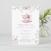Pastel Wildflower Time for Tea Bridal Shower Party 招待状 (スタンド正面)