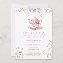 Pastel Wildflower Time for Tea Bridal Shower Party 招待状