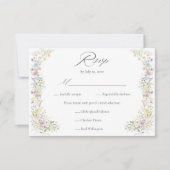 Pastel Wildflower Watercolor Floral Garden Wedding 出欠カード (正面)