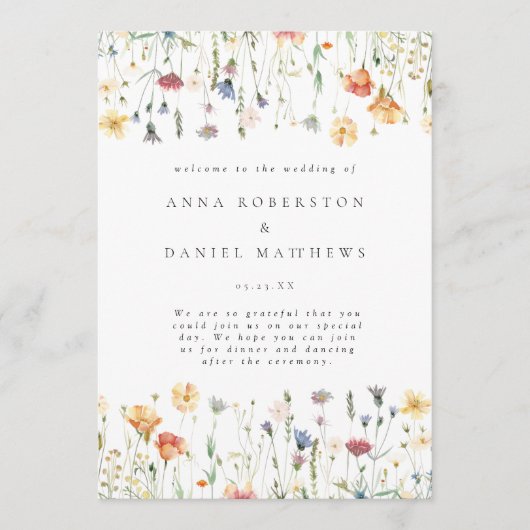 Pastel Wildflower Wedding Program プログラム (正面)