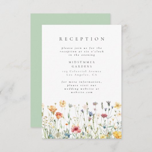 Pastel Wildflower Wedding Reception Enclosure Card エンクロージャーカード (正面/裏面)
