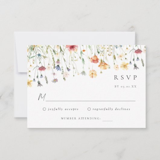 Pastel Wildflower Wedding RSVP Card (正面)