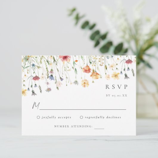 Pastel Wildflower Wedding RSVP Card (スタンド正面)