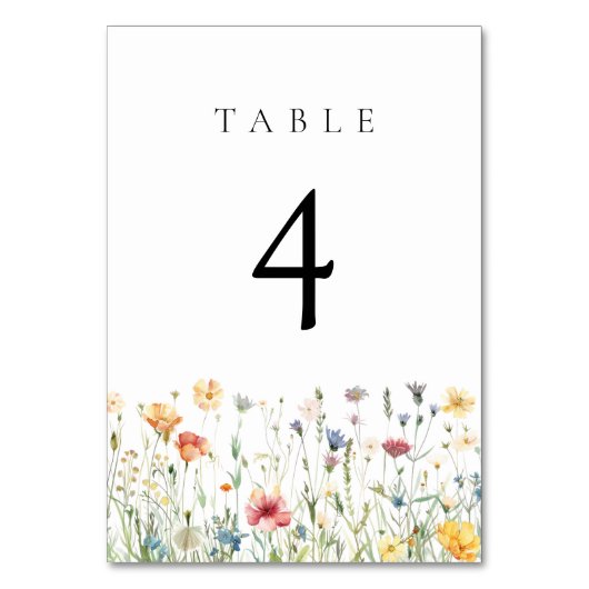 Pastel Wildflower Wedding Table Number テーブルナンバー (正面)