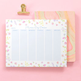 Pastel Wildflower Weekly Planner Notepad in Blue ノートパッド