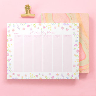 Pastel Wildflower Weekly Planner Notepad in Pink ノートパッド