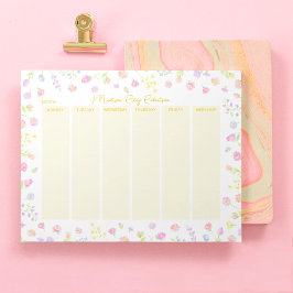 Pastel Wildflower Weekly Planner Notepad in Yellow ノートパッド