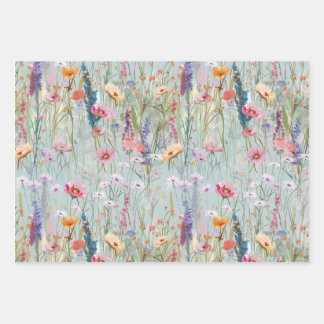 Pastel Wildflower Wrapping Paper Set ラッピングペーパーシート