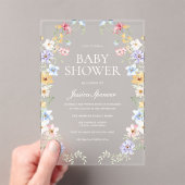 Pastel Wildflower Wreath Modern Baby Shower アクリル招待状 (インサイチュ (ポータブル))