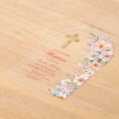 Pastel Wildflowers Arch Baptism アクリル招待状 (レイダウン)