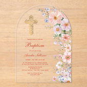 Pastel Wildflowers Arch Baptism アクリル招待状 (正面)
