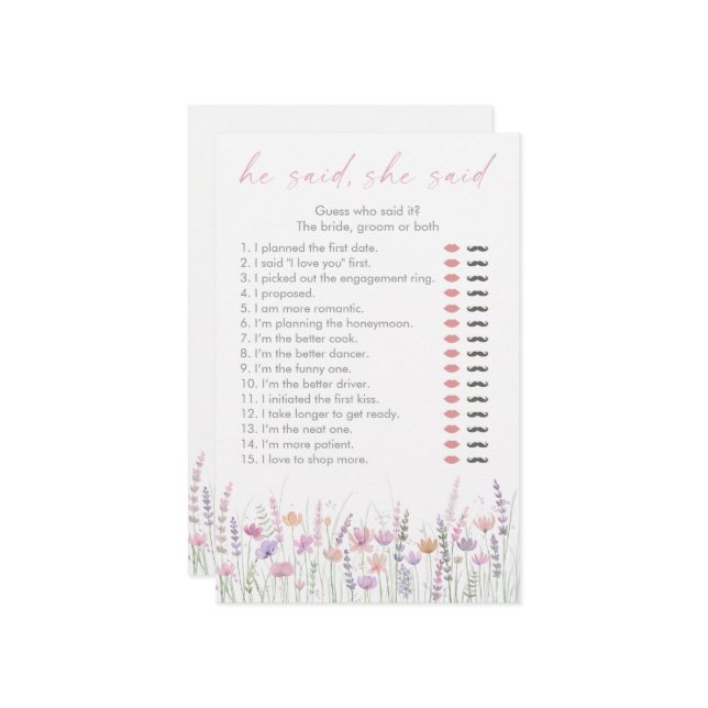 Pastel Wildflowers He Said She Said Bridal Game (正面/裏面インサイチュ)