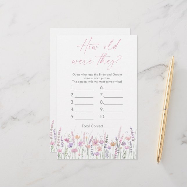 Pastel Wildflowers How Old Were They Bridal Game (正面/裏面インサイチュ)