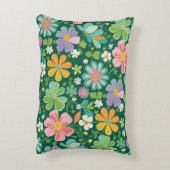 Pastel Wildflowers In Pink Purple Orange And Green アクセントクッション (裏面(縦))