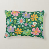 Pastel Wildflowers In Pink Purple Orange And Green アクセントクッション (裏面)