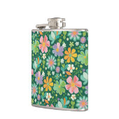 Pastel Wildflowers In Pink Purple Orange And Green フラスク (左)