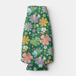 Pastel Wildflowers In Pink Purple Orange And Green ボトルクーラー