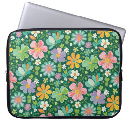 Pastel Wildflowers In Pink Purple Orange And Green ラップトップスリーブ