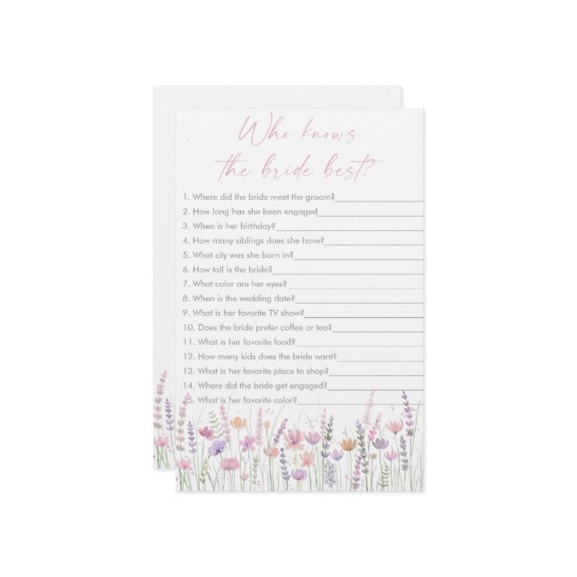 Pastel Wildflowers Who Knows the Bride Best Game (正面/裏面インサイチュ)