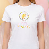 Pastel Willow Wreath And Yellow Chick Happy Easter Tシャツ