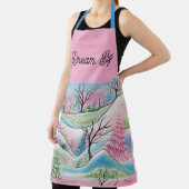 Pastel Winter Forest Whimsical Art エプロン (インサイチュ)