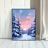 Pastel Winter Sunset | Nature Painting Watercolor ポスター