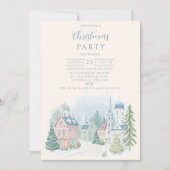Pastel Winter Village Christmas 招待状 (正面)