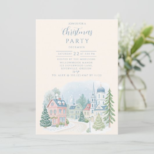 Pastel Winter Village Christmas 招待状 (スタンド正面)