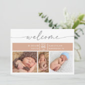 Pastel Wood Photo Baby Welcome Announcement Card 招待状 (スタンド正面)
