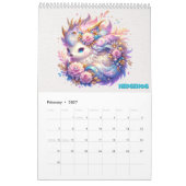 Pastel Woodland Fantasy Creatures Calendar カレンダー (2月 2027)
