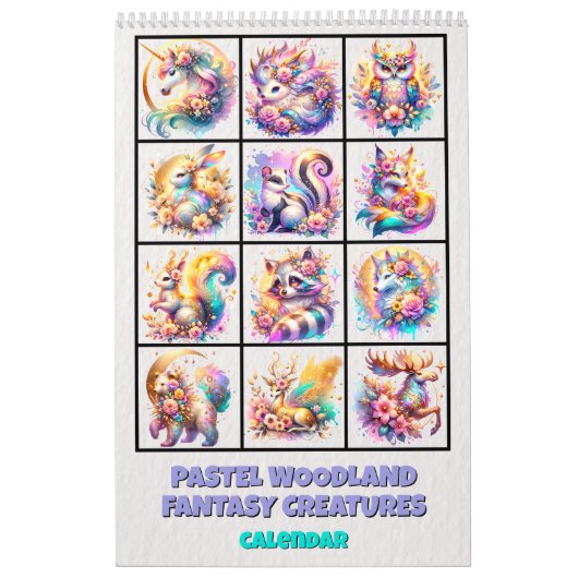Pastel Woodland Fantasy Creatures Calendar カレンダー (カバー)