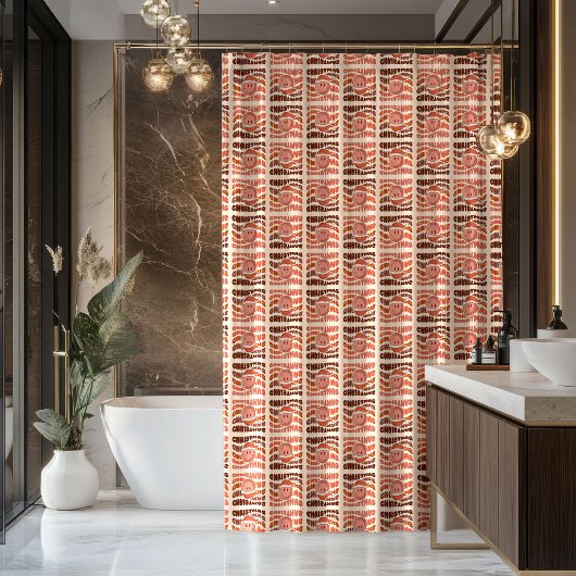 Pastel Xmas Groovy Retro Smiling Emoticons 70th シャワーカーテン