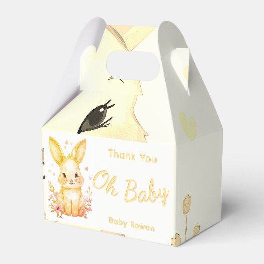 Pastel Yellow Baby Shower Cute Bunny Party Box フェイバーボックス (正面サイド)