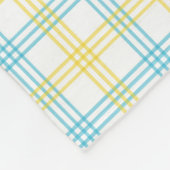 Pastel Yellow Blue Plaid Custom Name フリースブランケット (角)