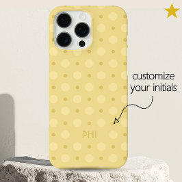Pastel Yellow Dots Pattern Custom Name Initials iPhone 16 Pro Maxケース