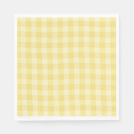 Pastel Yellow Gingham Print Plaid スタンダードランチョンナプキン