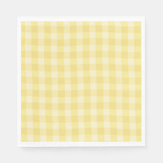 Pastel Yellow Gingham Print Plaid スタンダードランチョンナプキン