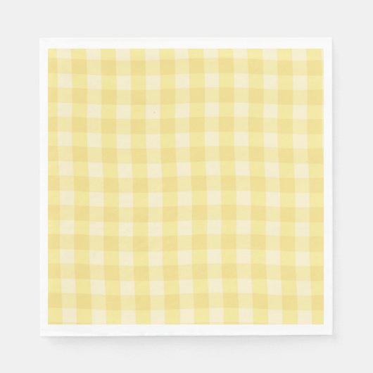 Pastel Yellow Gingham Print Plaid スタンダードランチョンナプキン (正面)
