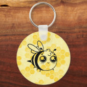 Pastel Yellow Honeycomb and Cute Bee Personalised キーホルダー (裏面)