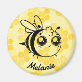 Pastel Yellow Honeycomb Cute Bee Personalised マグネット (正面)